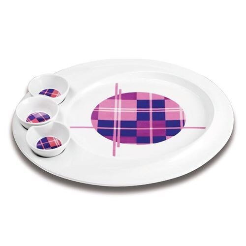 Platou pentru aperitive Nava, portelan, diametru 35,3 cm, seria Carreaux