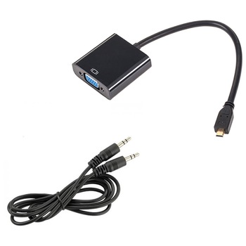 Adaptor Qoltec Micro HDMI AM / VGA F, +3.5mm AUX, 0.2m Adaptor Qoltec Micro HDMI AM / VGA F, +3.5mm AUX, 0.2m