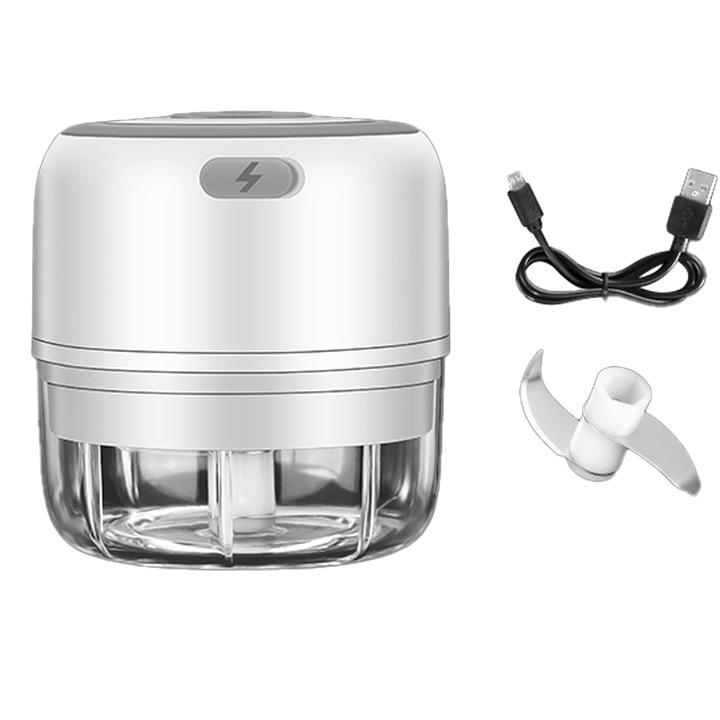 Tocator alimente multifunctional QttvbTna, operare cu un buton, USB reincarcabil, inox, portabil