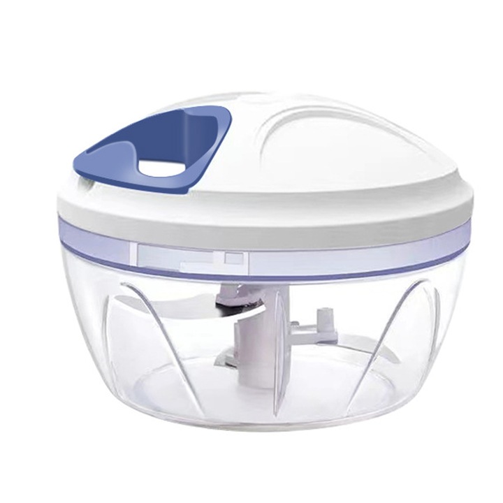 Tocator manual QttvbTna, 2 viteze, multifunctional, inox, alb/albastru