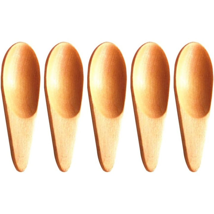 Set de 5 lingurite mini pentru condimente, lemn, maro, 7x2.5x0.5cm