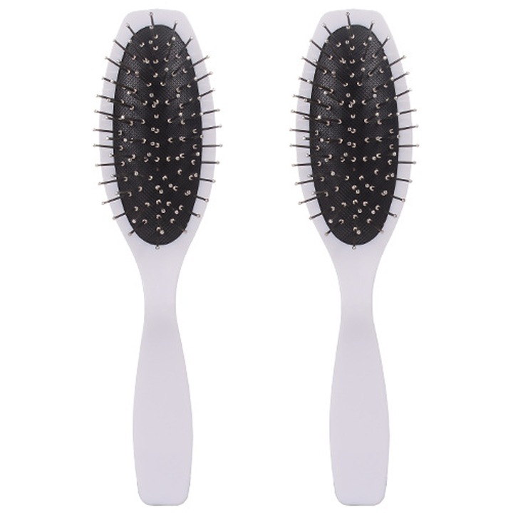 Set 2 perii de par pentru peruci sintetice, Ace din otel, Alb