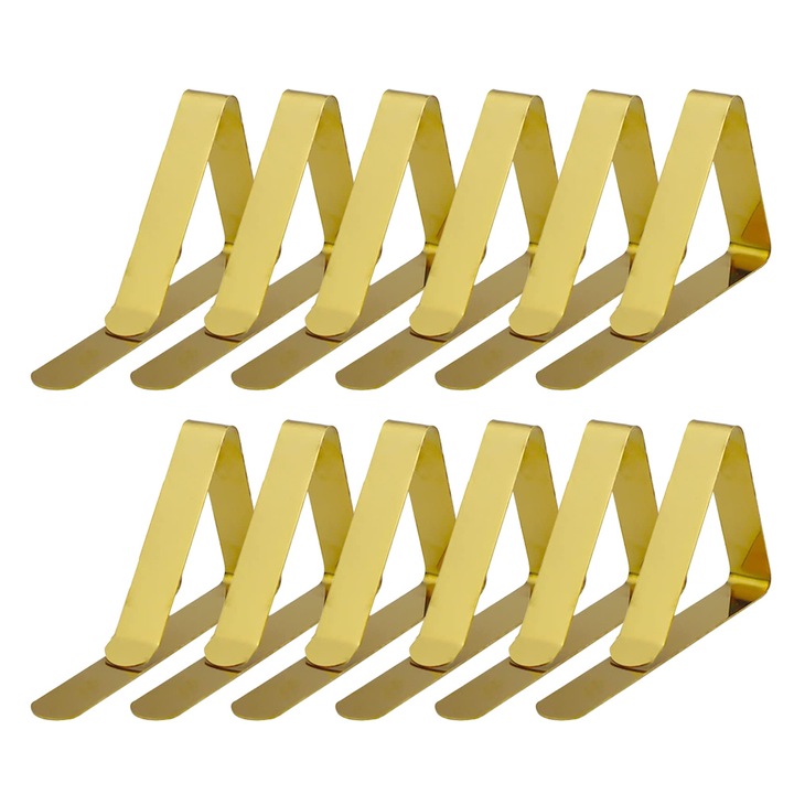 12 darabos rozsdamentes acél terítőszorító készlet, állítható, legfeljebb 3,8 cm vastag asztalokhoz, rozsdaálló