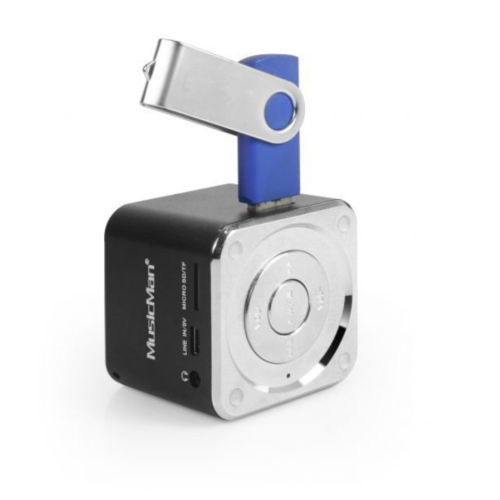 Boxa portabila, Technaxx, 3W, Cu cititor USB, Negru