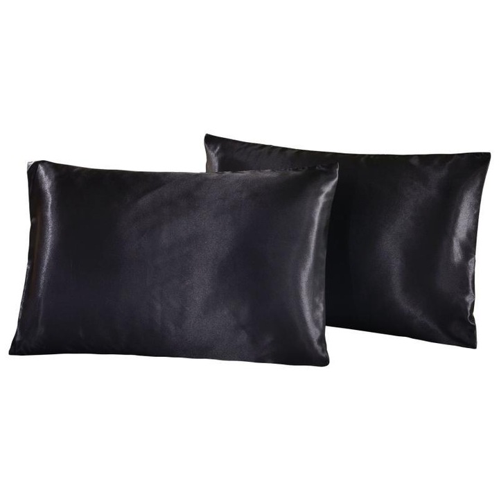 Set 2 fete de perna, satin, negru, 20x26 inch