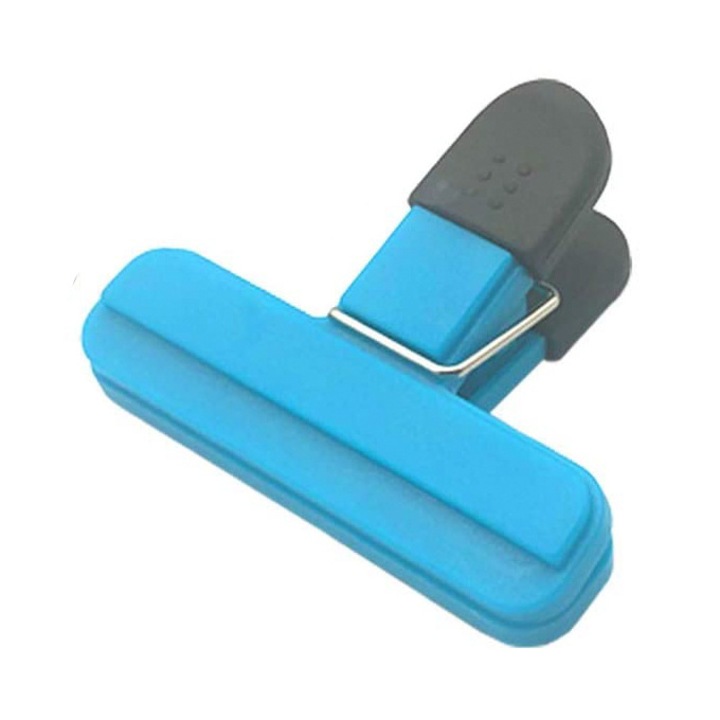 Clips sigilare pungi, PVC/Cauciuc, Albastru, 7.8x6.5cm