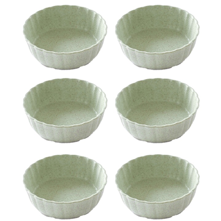 Комплект мини купички от пшенична слама, Jormftte, подреждащ се дизайн, екологичен, за сосове, зелен, кръгъл
