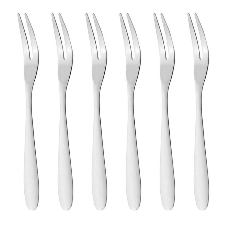 HERUSI 6 darabos mini villa készlet tenger gyümölcseihez és előételekhez, ezüst, 10cm