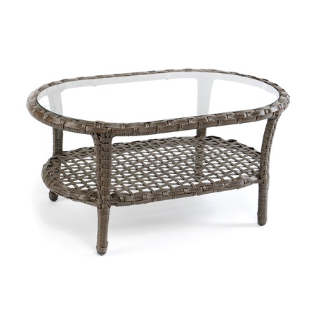 Set mobilier gradina Kring Napoli: canapea, 2 scaune si masa, Maro/Alb