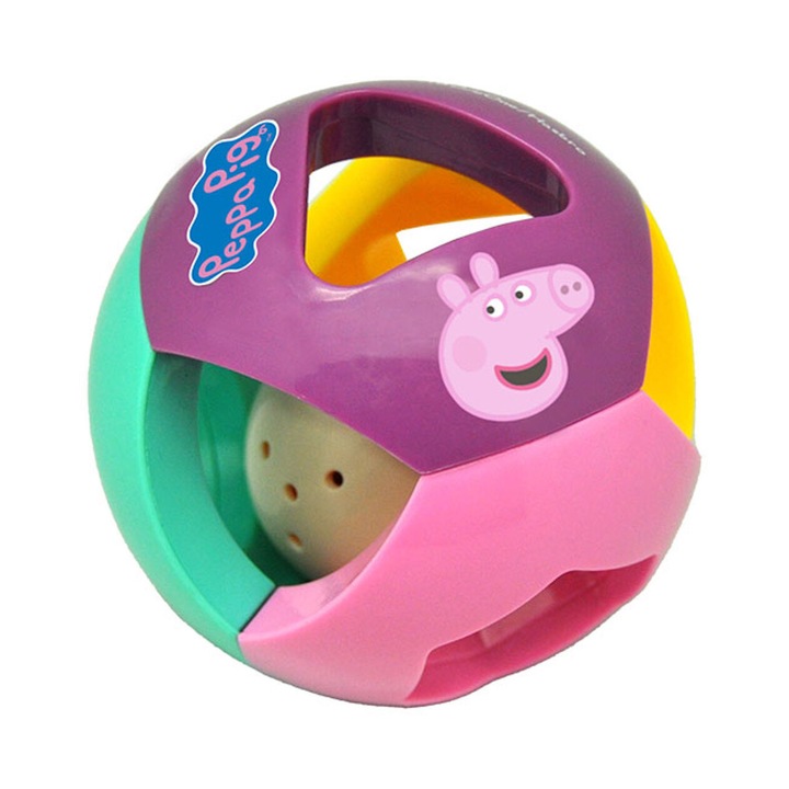 Rasselball Peppa Wutz, jucarie din plastic, 10cm, set 1 bucata