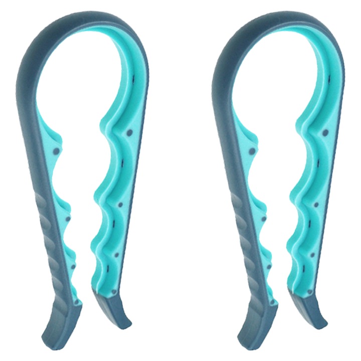 Konzervnyitó 4 az 1-ben, Jormftte, ergonomikus kialakítás, csúszásmentes, 2 darabos szett, szürke-kék