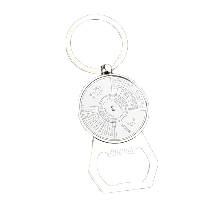 Fém kulcstartó sörnyitóval és öröknaptárral, Jormftte, tökéletes ajándék bármilyen alkalomra, kis méret