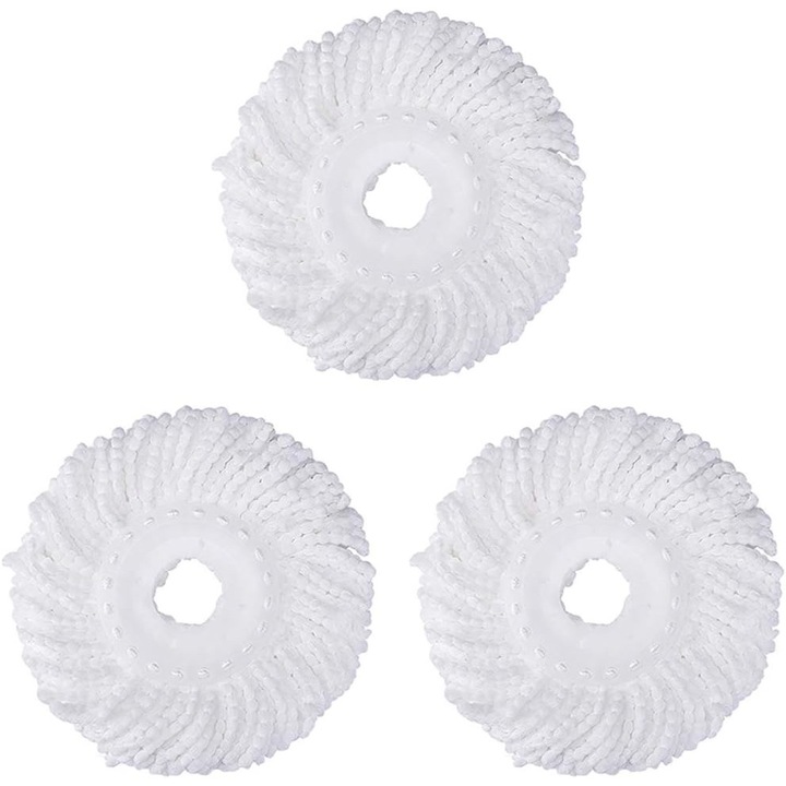 Set 3 rezerve pentru mop, QttvbTna, microfibra, alb
