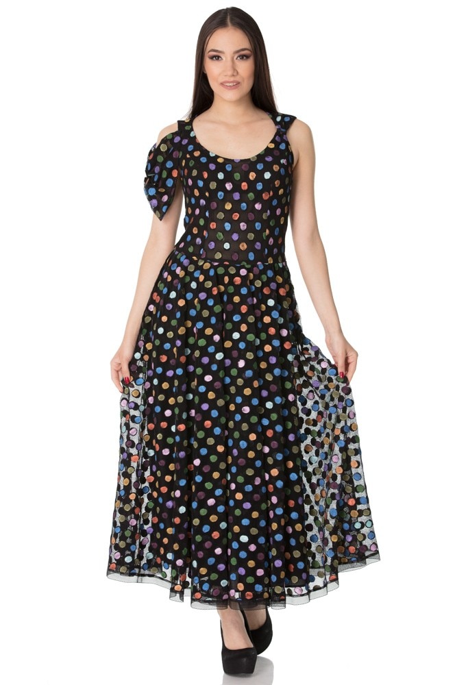 Rochie tull pictata manual Liza Panait T-94E multicolora, 44 EU