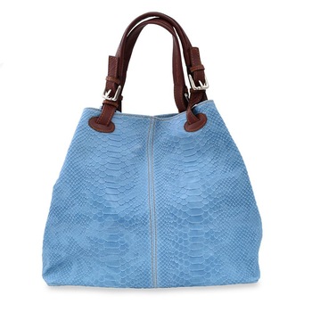 Geanta casual Delphinium, de dama, piele naturala, culoare albastru deschis Geanta casual Delphinium, de dama, piele naturala, culoare albastru deschis