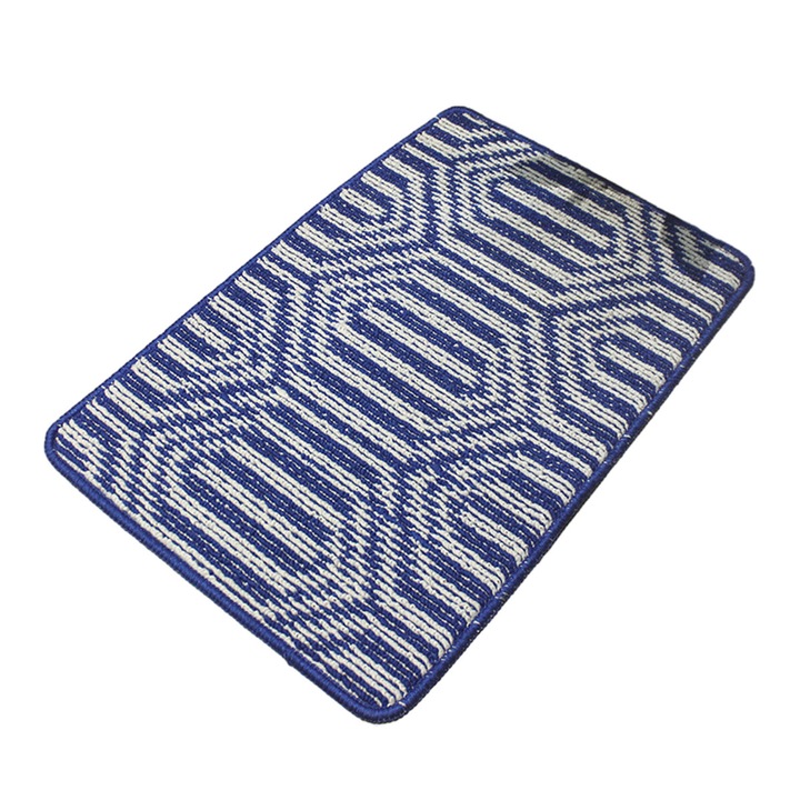 Килим, QttvbTna, Полиестер, 55 x 88 см, Син/Бял
