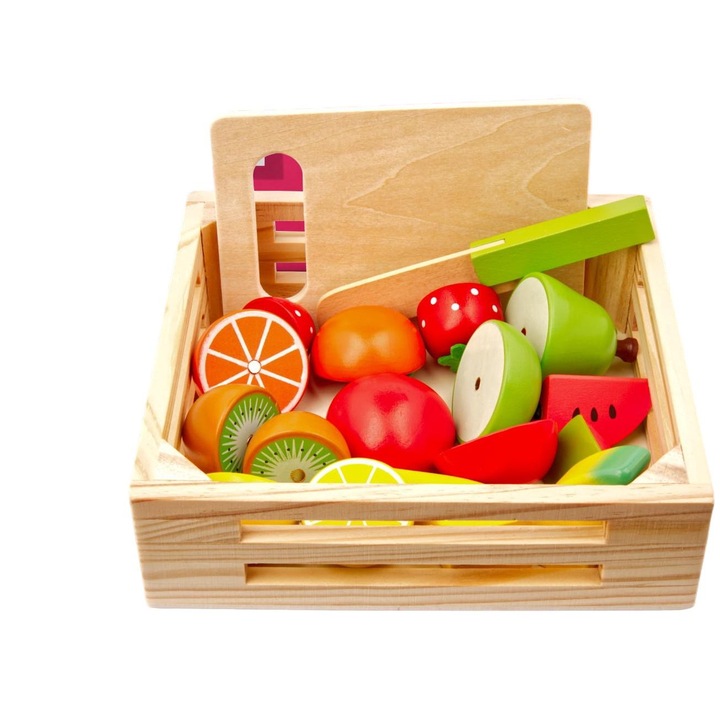 Set 19 ccesorii bucatarie copii, MiniHeld, Lemn, Multicolor