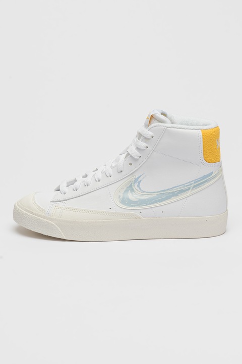 Nike, Спортни обувки Blazer Mid '77 от еко кожа, Бял/Жълт