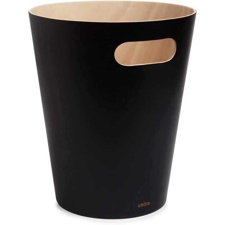 Cos de gunoi pentru birou, lemn, negru/maro, 22.9x19x27.9cm
