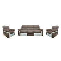 set canapea 3 loc 200 cm cu recliner si 2 fotolii 90 cm cu recliner si balans md9850 brown calf suede piele de caprioara imagen 26_0_
0