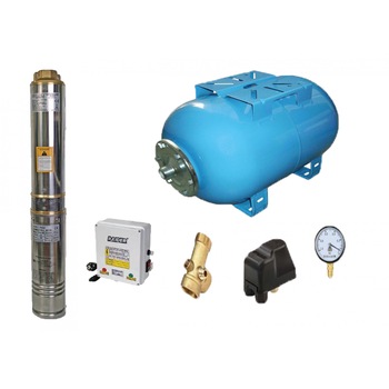 Kit complet sistem hidrofor, pompa de apa submersibila Raider RD-WP31/100, rezervor de 100 litri, presostat, racord 5 cai, manometru Kit complet sistem hidrofor, pompa de apa submersibila Raider RD-WP31/100, rezervor de 100 litri, presostat, racord 5 cai, manometru