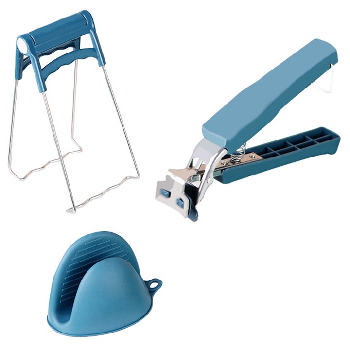 Maner pentru plita fierbinte de bucatarie, clema pentru bol din inox, clema pentru vase pentru bol fara oparire, set de ustensile de bucatarie anti-fierbinte pentru suport pentru bol pentru cuptorul cu microunde