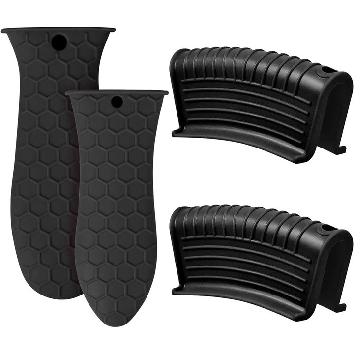 Set 4 manere oala/tigaie, Silicon, Negru