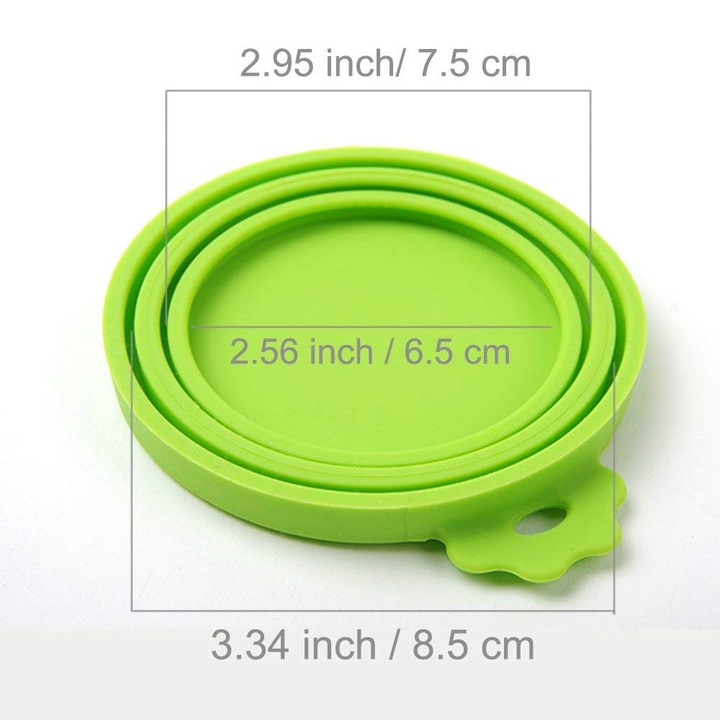 Capace universale din silicon pentru conserve hrana animale, set 2 buc, albastru portocaliu, 2.5x2.9x3.3inch