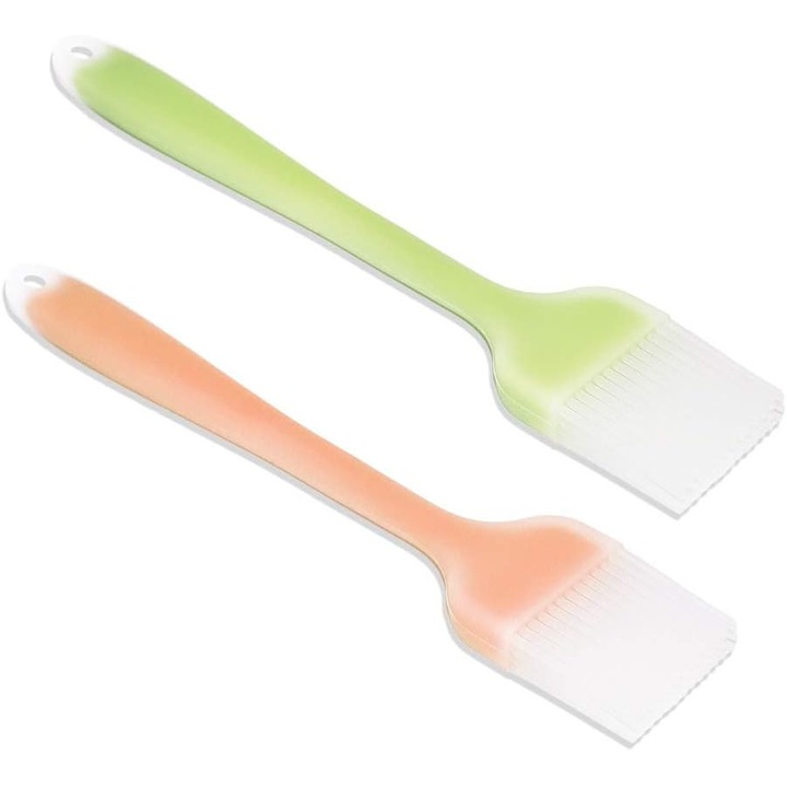Set pensule de bucatarie QttvbTna, rezistente la temperaturi inalte, portocaliu si verde, 21 cm