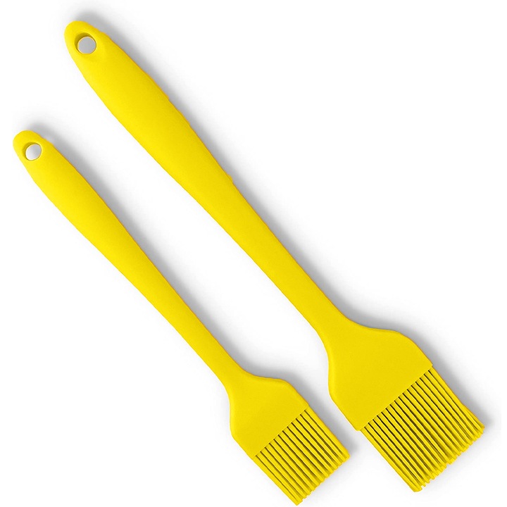 Set 2 perii de silicon pentru gatit, galben, 21x3.5cm + 25.5x4.5cm