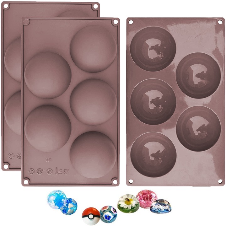 Set forme prajituri din silicon, 5 cavitati, pentru ciocolata, tort, jeleu, mousse, multicolor