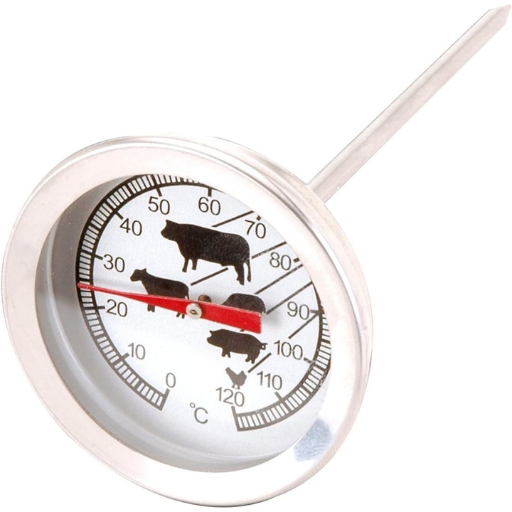 Termometru pentru carne, QttvbTna, Afisaj analogic, Argintiu