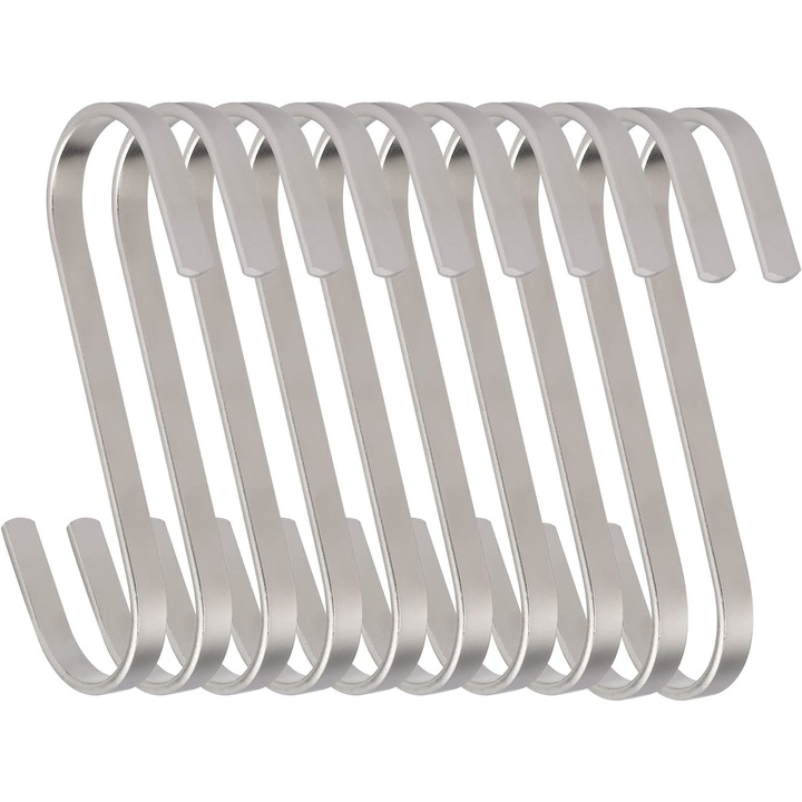 Set 10 carlige, Inox, Argintiu, 11cm