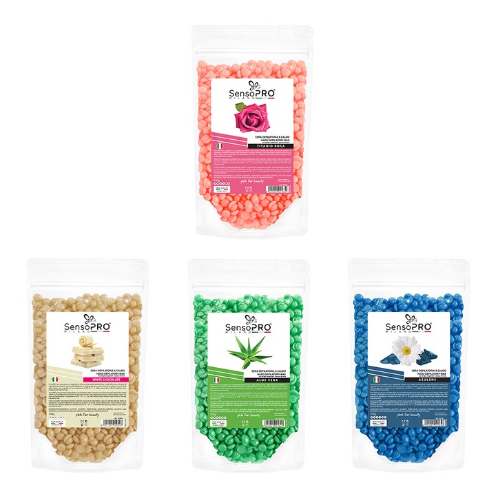 SensoPRO Milano Mix Pack 4 x 100g гранули Elastica Комплект восък за обезкосмяване