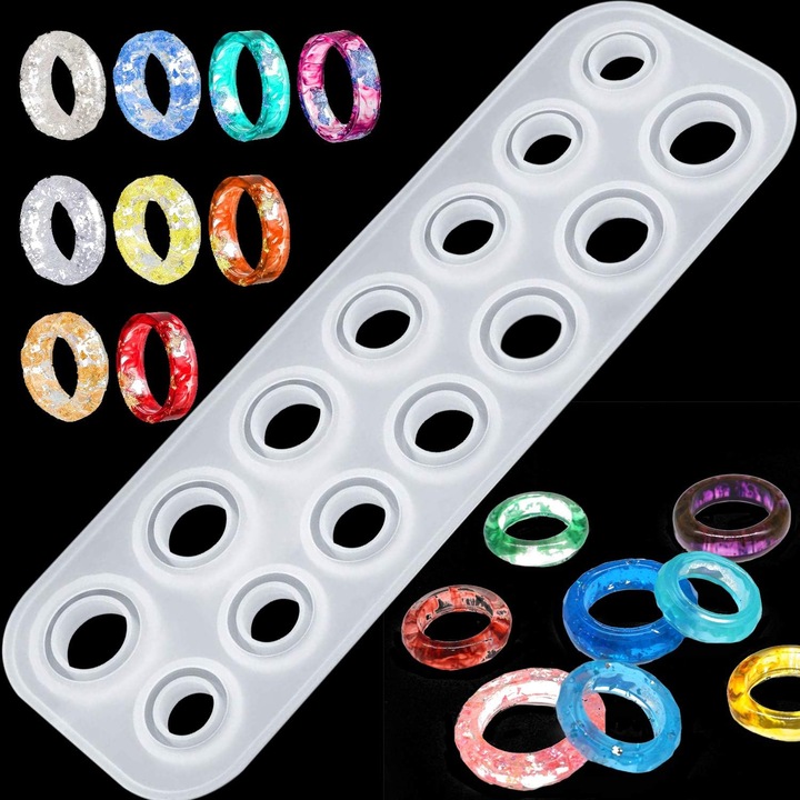 Matrita silicon pentru rasina epoxidica, 14 dimensiuni, transparent, 25x6.6cm