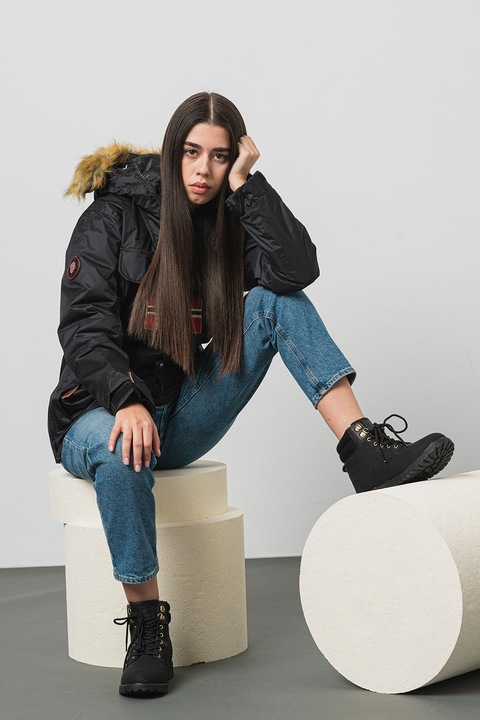 Geographical Norway, Geaca cu gluga fara inchidere Aubergine, Negru