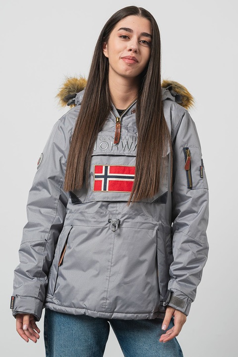 Geographical Norway, Geaca cu gluga fara inchidere Aubergine, Gri cenusiu