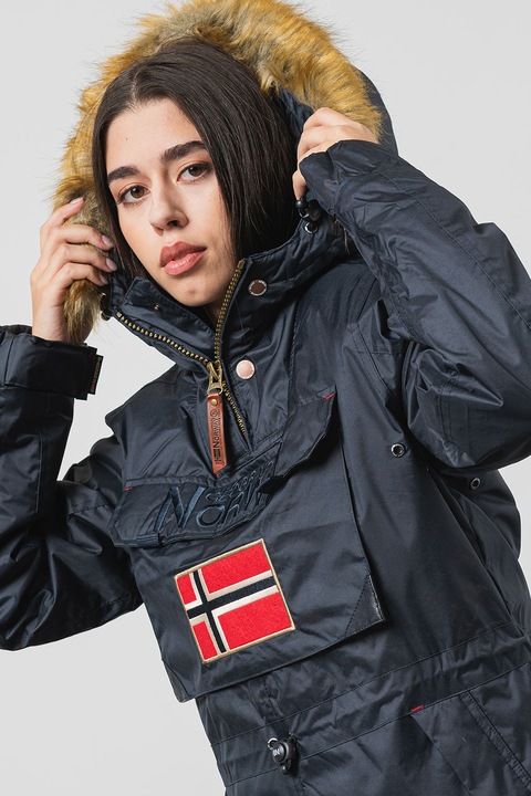 Geographical Norway, Aubergine bebújós kapucnis télikabát, Sötétkék