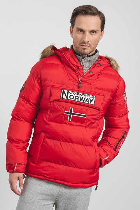 Geographical Norway, Geaca cu vatelina, gluga si fara inchidere Bilboquet, Rosu