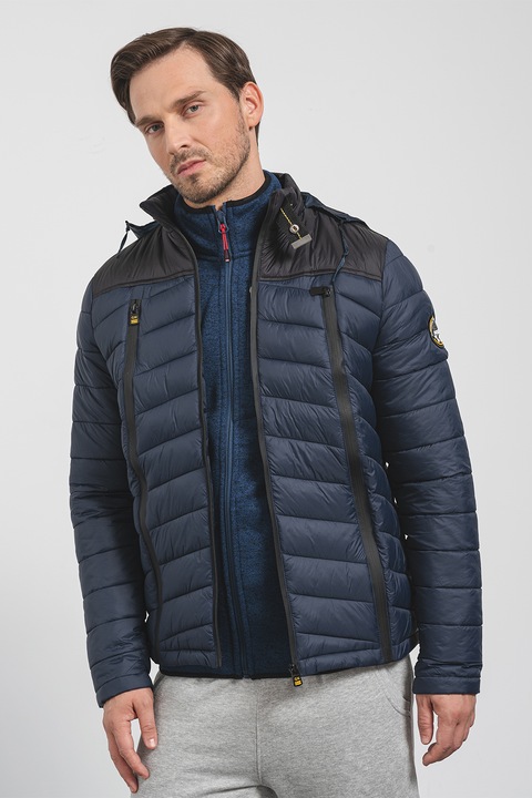 Geographical Norway, Borelo kapucnis bélelt télikabát, Fekete/Sötétkék, XL