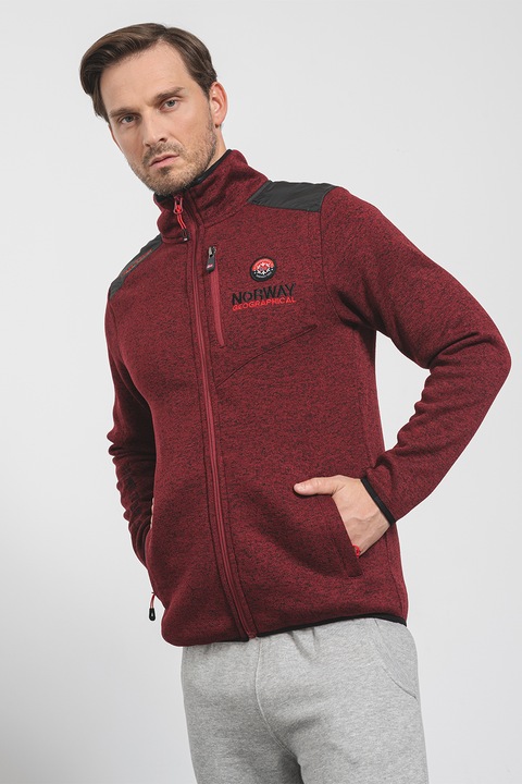 Geographical Norway, Jacheta cu fermoar si logo Tavid, Visiniu/Negru