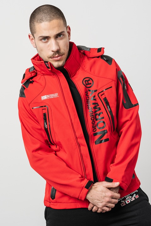Geographical Norway, Зимно яке Techno Men с качулка и лого, Червен/Черен