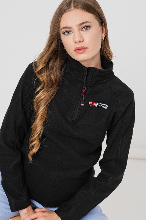 Geographical Norway, Поларен суитшърт с къс цип и ръкави реглан, Черен