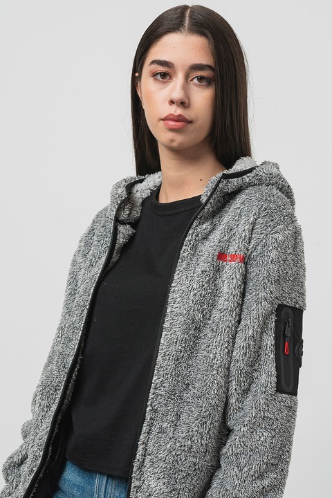 Anapurna, Hanorac cu fermoar Ulebana Plush, Negru/Gri