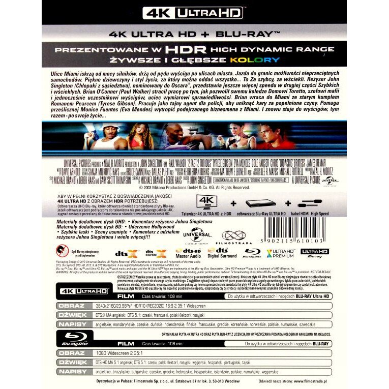 Бързи и яростни 2 [Blu-Ray 4K]+[Blu-Ray] - eMAG.bg
