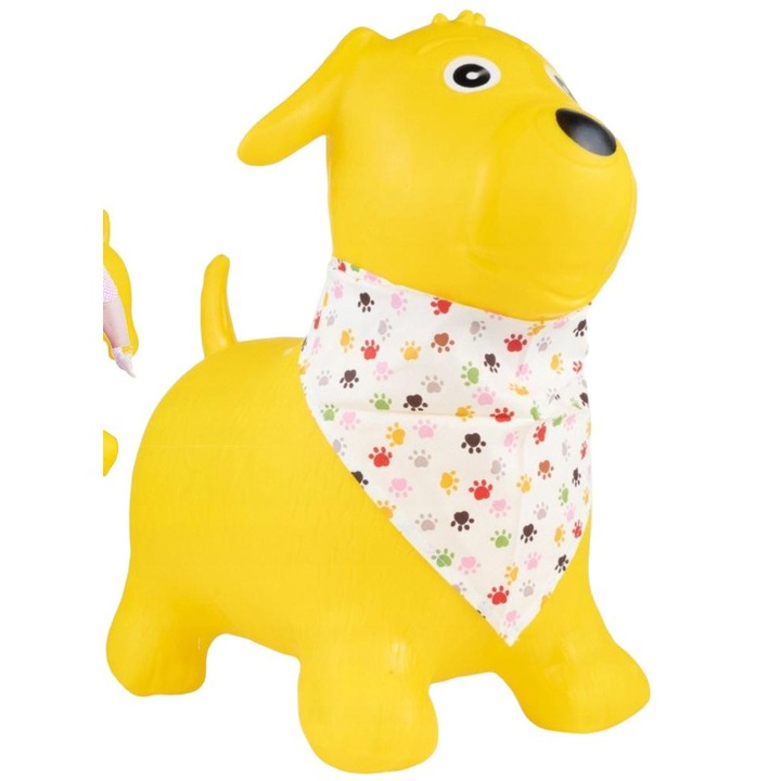 Caine gonflabil pentru copii din cauciuc, Galben, 52x46x24 cm, U976Z