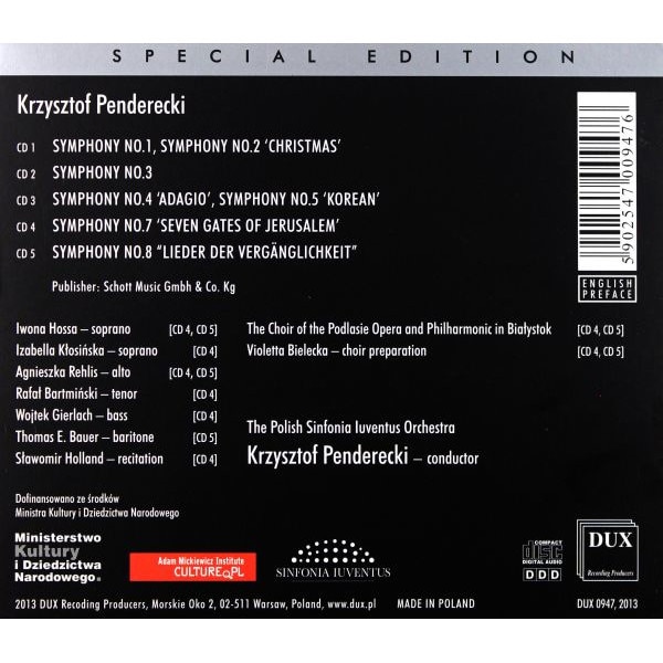 Krzysztof Penderecki: The Complete Symphonies   Special Edition [5CD