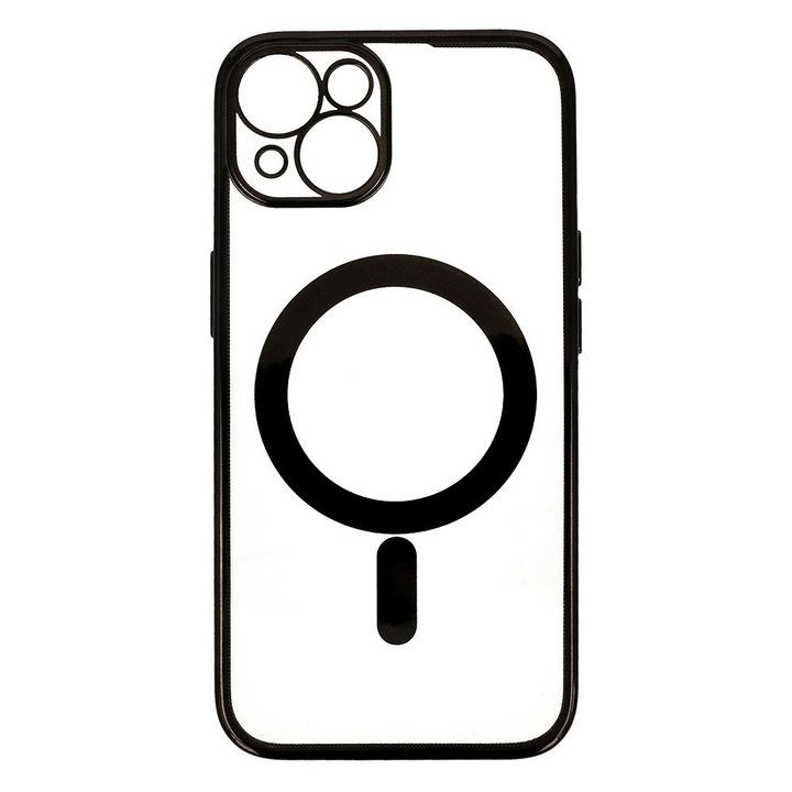 Калъф MagSafe за iPhone 11 BzStore, Цветни галванични ръбове, защита на камерата, черен, безжичен