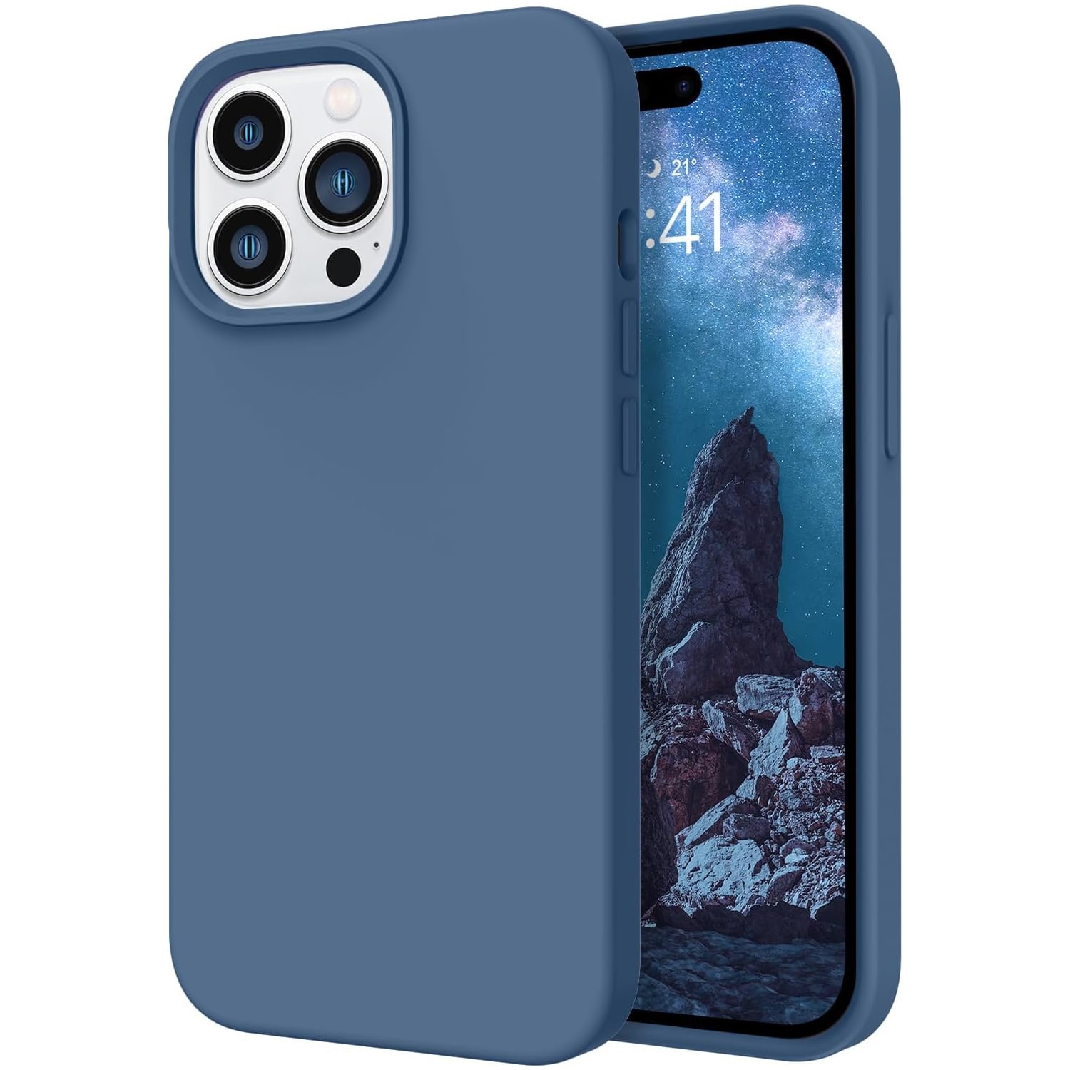 Husa Silicon pentru iPhone 15 Pro Max, Albastru inchis, Ultra Slim, Silicon, Calitate Premium, Interior din microfibra