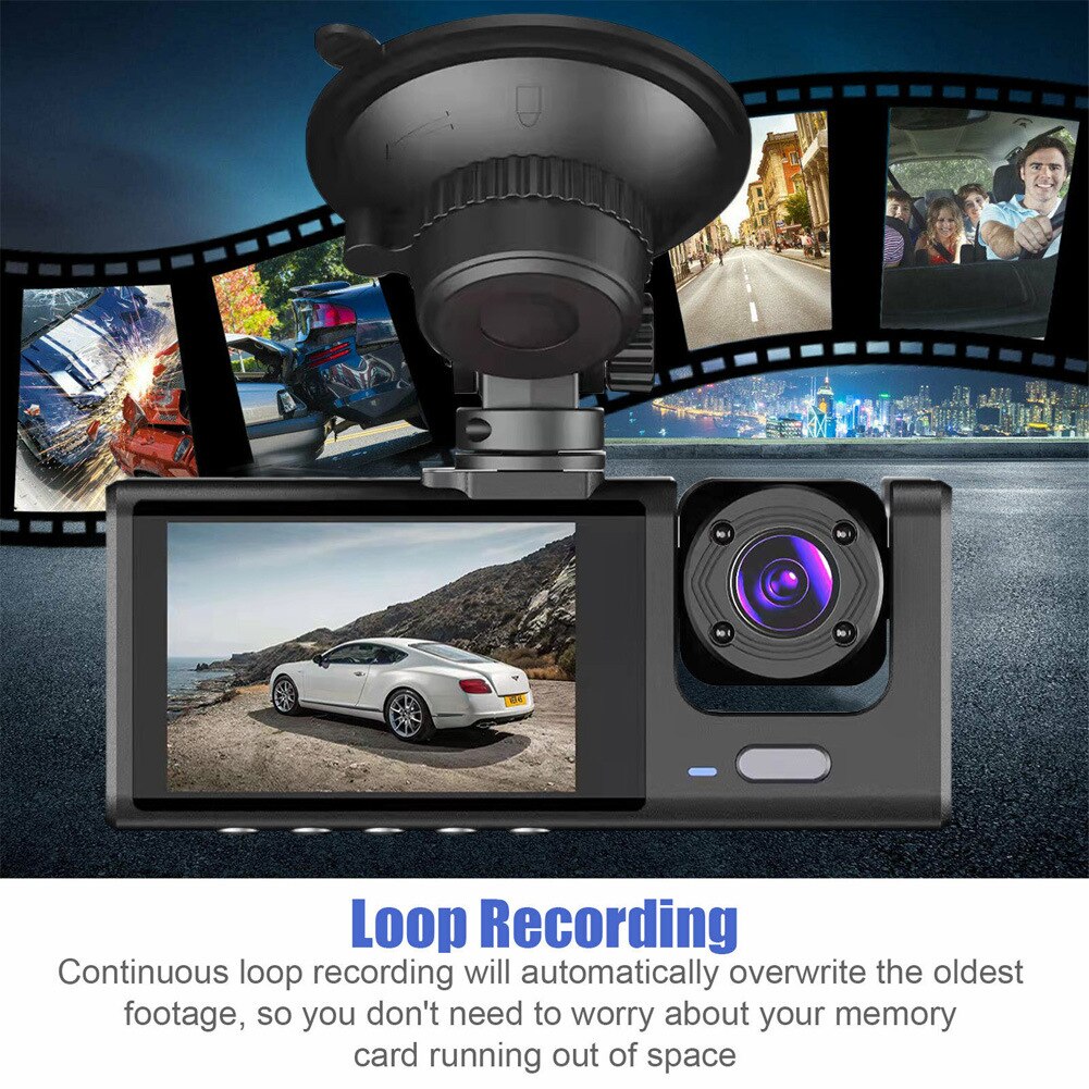 Видеорегистратор CLAUSTEEL, Тройна DVR камера за кола, High PRO Full HD ...